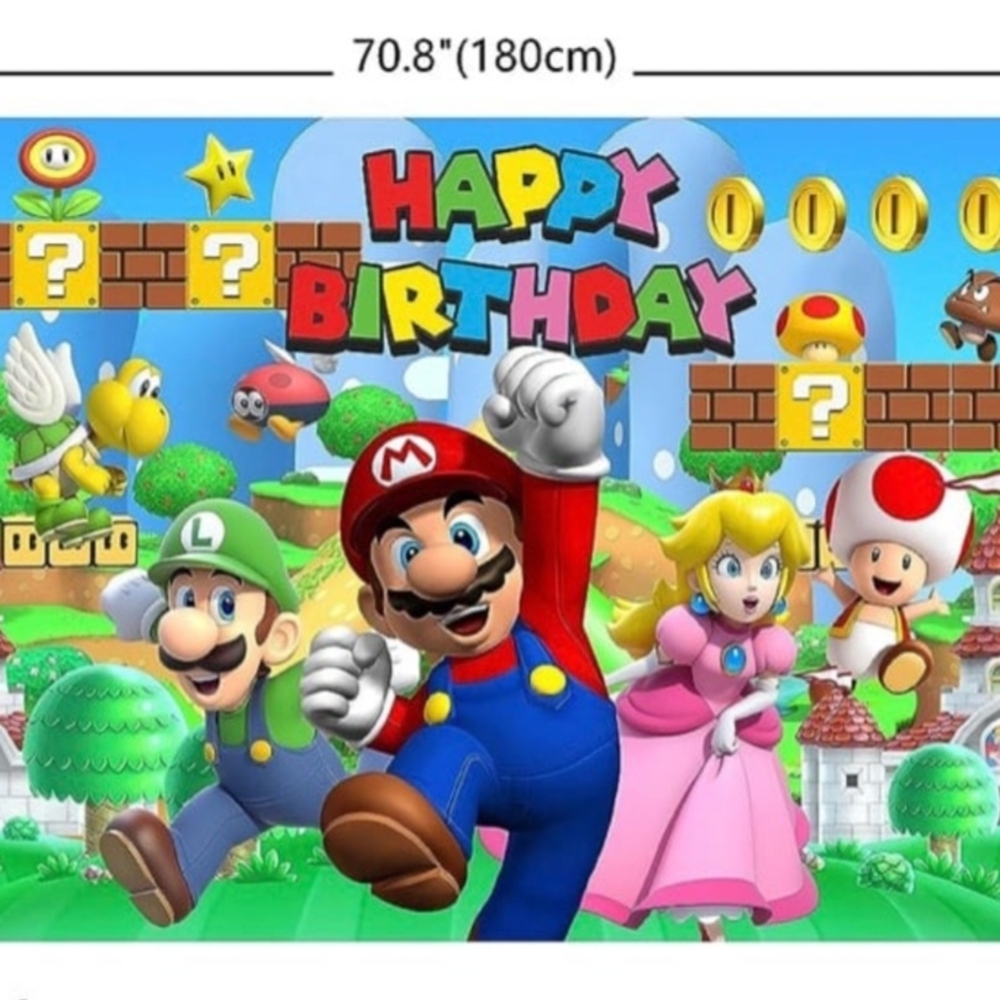 Colorful Mario Party Backdrop